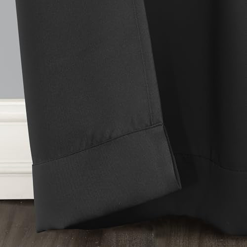 Sun Zero Easton Blackout Curtain Panel, 40" x 108", Thermal Grommet, Black