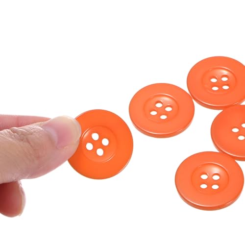 HARFINGTON 25mm 4-Hole Resin Sewing Buttons 40L Round Flat Craft Buttons for Coats Clothing DIY Orange 10pcs