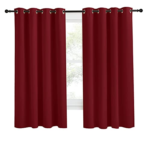 NICETOWN Burgundy Blackout Curtains, 55x68 Inch, Thermal Insulated Window Treatment