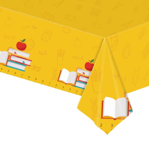 Yellow School-Themed Disposable Tablecloth for Classroom Events