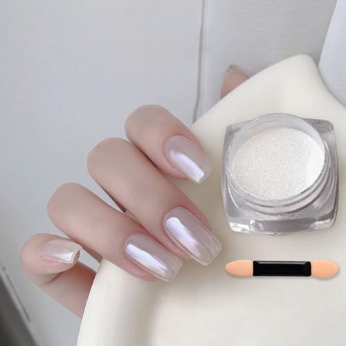 Vonrui Pearl Ice White Nail Chrome Powder 2 Boxes Aurora Pigment