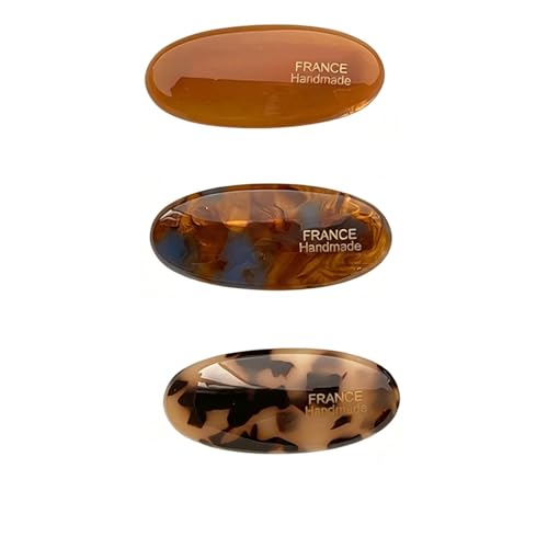 Volwiqu 3PCS French Tortoise Shell Hair Barrette Small Metal Hair Clips