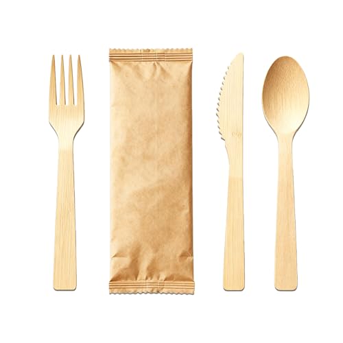 Bamboo Cutlery Set - Eco-Friendly Disposable Utensils (9 Pcs)