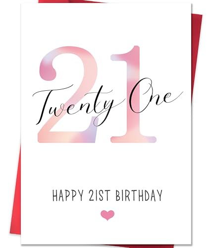 21st Birthday Greeting Card for Her ZN203 - Luxury Linen Cardstock