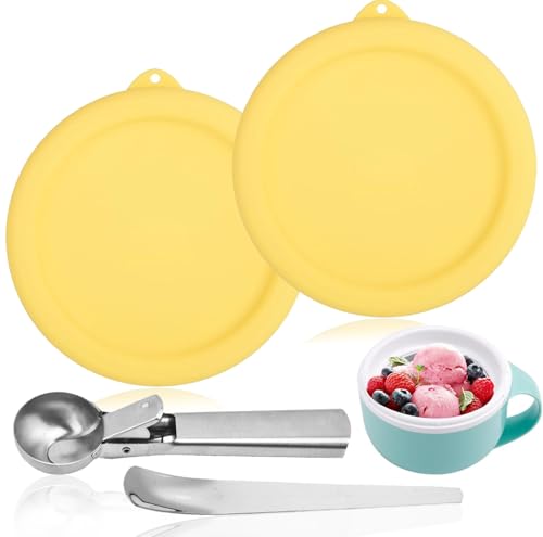 Silicone Lids for Dash My Mug Ice Cream Maker - 2 Pack with Scoop