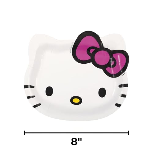 Hello Kitty Shaped Paper Plates - 8.5" x 7.38" (Pack of 8) for Kids' Parties