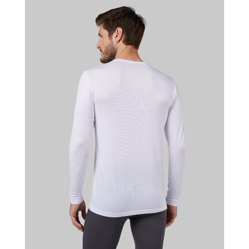 32 Degrees Heat Men's Lightweight Crew Base Layer Thermal Top | Form Fitting | Long Sleeve| 4-Way Stretch, White, X-Large