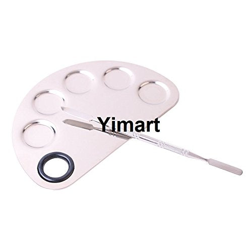 Yimart Stainless Steel Makeup Mixing Palette with Spatula and 5 Wells