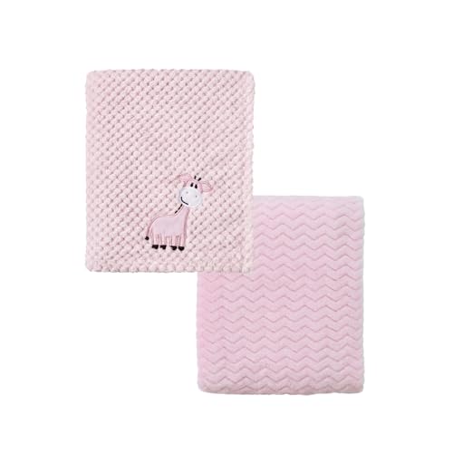 CREVENT 2-Pack 30''x40'' Soft Baby Blankets - Giraffe & Pink