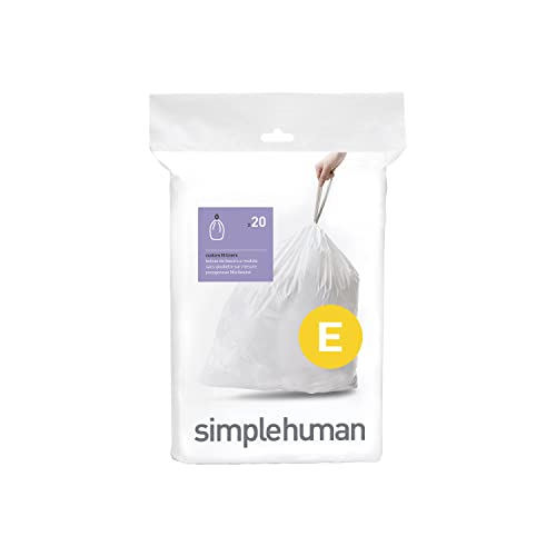 simplehuman Code E White Trash Bags - 20 Count Drawstring Liners