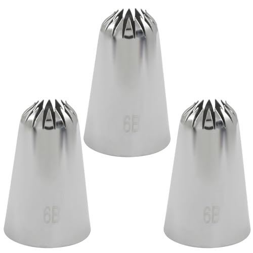 Bonsicoky 3-Pack 6B Cake Piping Tips - Large Stainless Steel Set