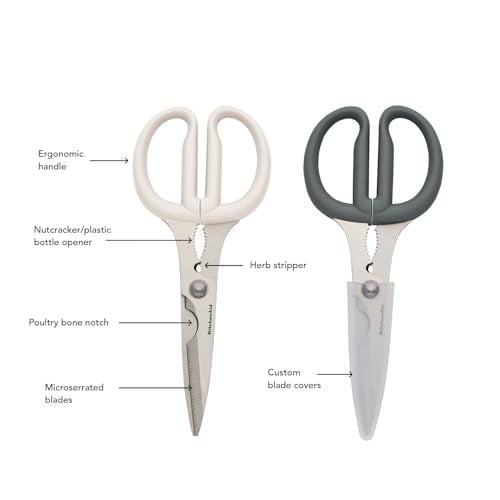 KitchenAid Gray 2-Pack Multipurpose Kitchen Shears with Nutcracker & Bottle Opener