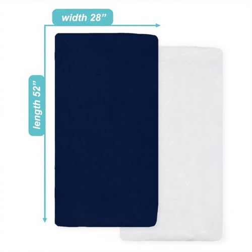 Fitted Crib Sheets 2 Pack, Ultra Soft Microfiber, White/Navy