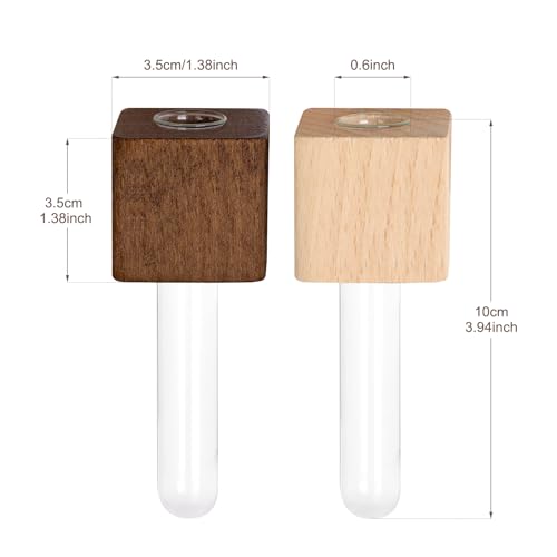 Magnetic Wooden Test Tube Vases Set of 2 for Refrigerator - Walnut