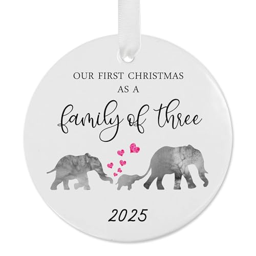 2025 Our First Christmas as a Family of 3 Elephant Ornament