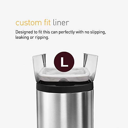 simplehuman Code L 100 Count, Dispenser Pack Custom Fit Liners, Drawstring Trash Bags, 18 Liter / 4.7 Gallon, White
