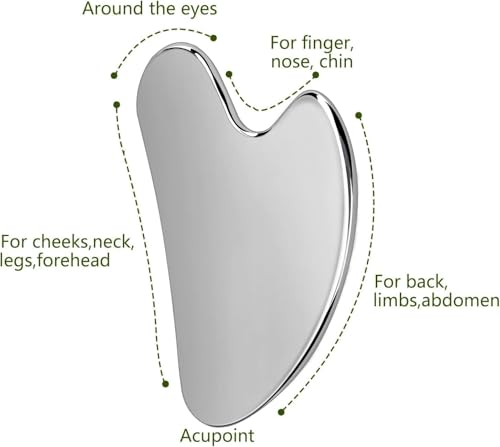 Stainless Steel Gua Sha Facial Tool 2-Pack for Face, Jawline & Lymphatic Drainage