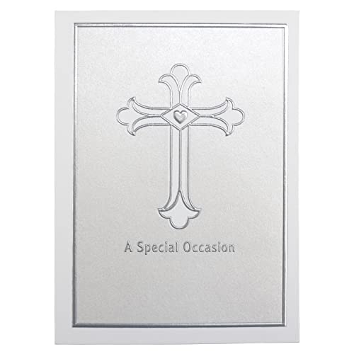 Iconikal 20-Pack Baptism & Christening Invitations with Silver Cross