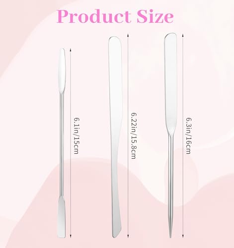 Thrymme 3Pcs Metal Cosmetic Spatula Set for Foundation & Face Cream Mixing
