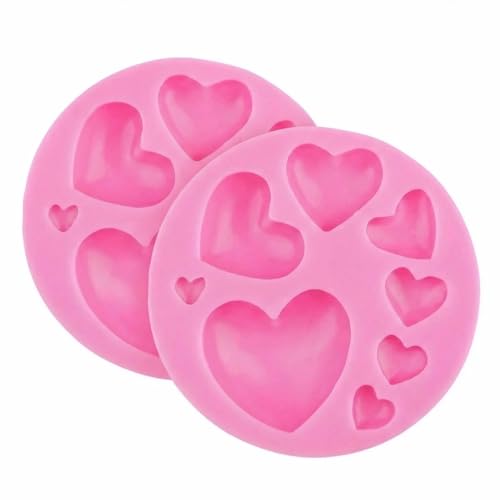 Heart Silicone Molds Set - 2PCS for Chocolate, Cake & Jelly