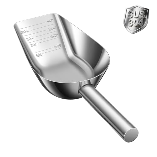 304 Stainless Steel Dog & Cat Food Scoop - 1 Cup Measuring Tool