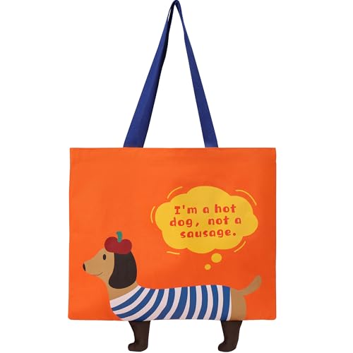 Qirrmiy 3D Dog Canvas Tote Bag for Women - Reusable Shoulder Bag