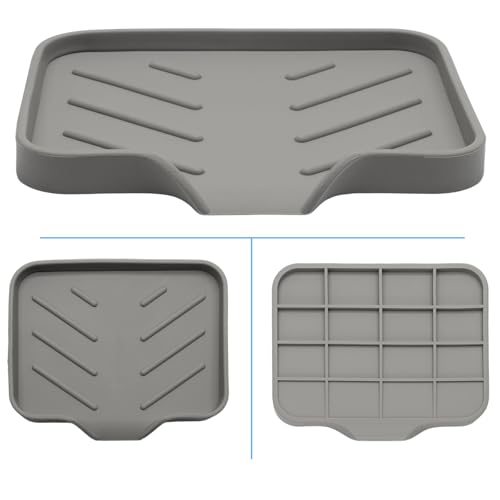 BokWin Self Draining Silica Gel Soap Dish, Grey 4.8x3.5 Inch