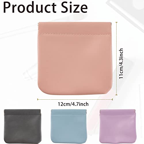 CANIPHA 4pcs Waterproof Leather Pocket Cosmetic Bag Self-Closing Mini Makeup Pouch