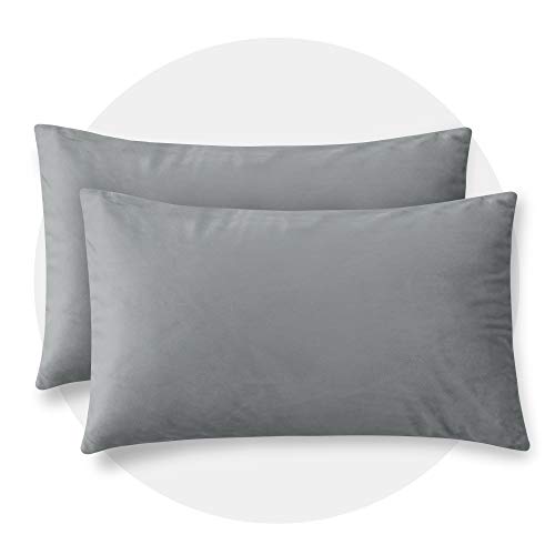 Deconovo Velvet Throw Pillow Covers 20x12 Inches - Grey (Pack of 2)