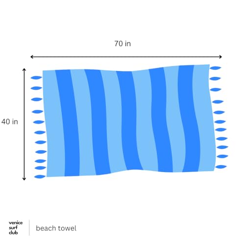 Venice Surf Club Turkish Cotton Beach Towel, 40" x 70", Sail Blue