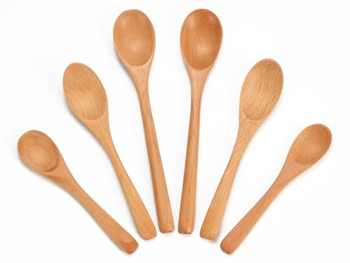 6-Piece Handcrafted Beech Wood Spoon Set - Assorted Sizes for Tea & Honey