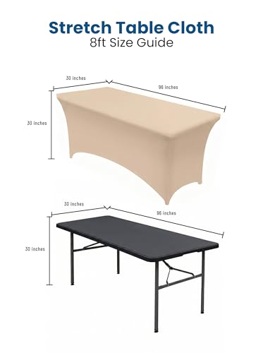Utopia Kitchen 8FT Champagne Spandex Table Cloth 2 Pack
