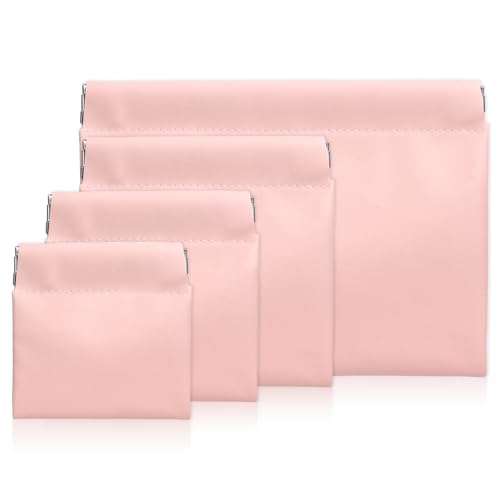 Larrel PU Leather Snap Small Pouches 4-Pack Pink Travel Purse Organizers