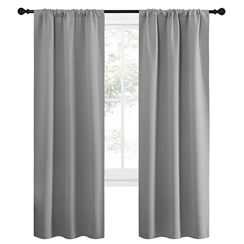 NICETOWN Silver Grey 34x72-Inch Blackout Curtain Panels - Pack of 2 for Front Door Sidelight Windows