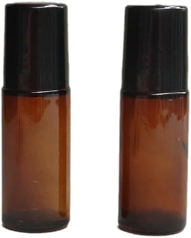 50ml Brown Glass Essential Oil Roller Bottles - 2 Pack Refillable Roll On Containers