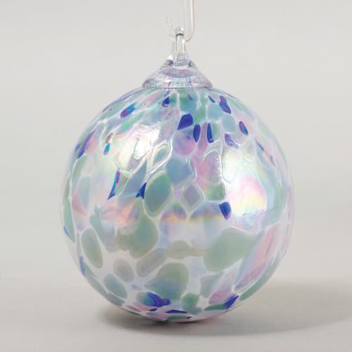 Hand Blown Glass Art Ornament - Lavender Fields Classic Round 3" - Handmade Decorative Decor