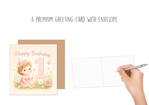 Premium Baby Birthday Card with Envelope - 1st Baby Girl Boy Greeting Card