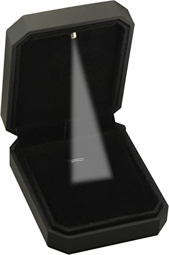 Luxury LED Necklace Gift Box - Octagonal Black Jewelry Pendant Box