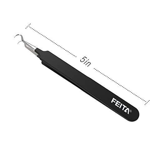 FEITA Curved Blackhead Extraction Tweezers - Surgical Stainless Steel Comedone Extractor Tool for Pimple and Acne Removal