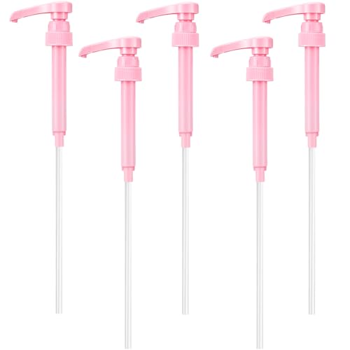 Patelai 5 Pcs Syrup Pumps for 750ml Bottles - Pink Leak Proof Dispenser