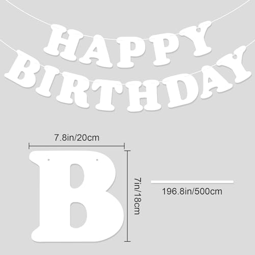 Happy Birthday Banner Garland for Kids - White Party Decoration