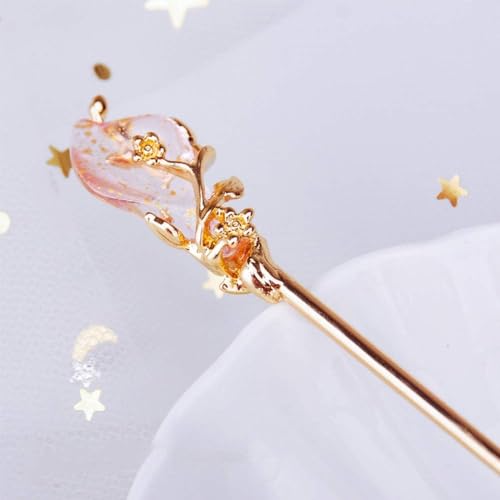 Gold Vintage Hair Stick with Rhinestone Metal Hair Fork