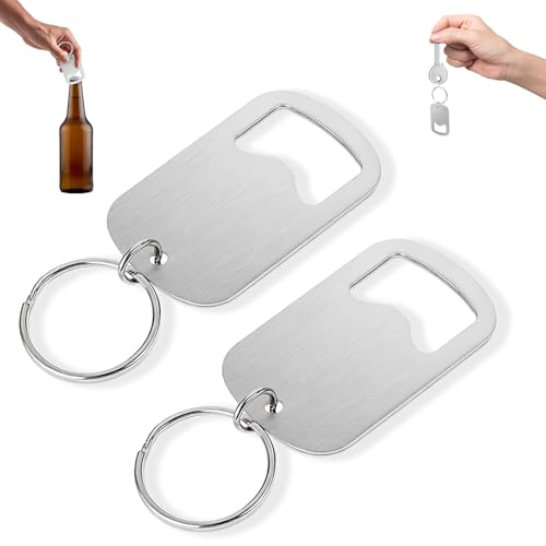 Portable Stainless Steel Bottle Opener Keychain - 2pcs