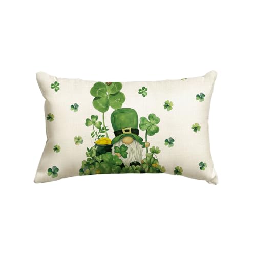 St. Patrick's Day Shamrock Gnome Pillow Cover - 12x20 Inch
