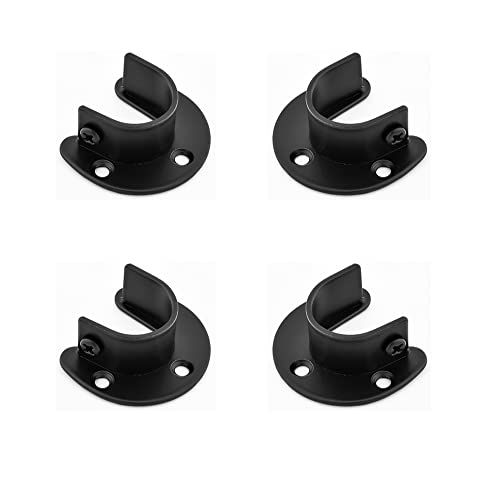 FYTRONDY Black Stainless Steel 3/4 Inch Wardrobe Closet Rod Bracket - Premium Edition