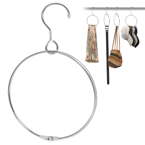 Harhana 2-Pack Chrome Belt Organizer for Closet - Space-Saving Ring Hanger