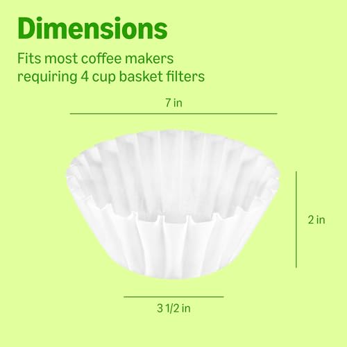 Amazon Basics 200 Count Basket Coffee Filters for 1-4 Cup Makers