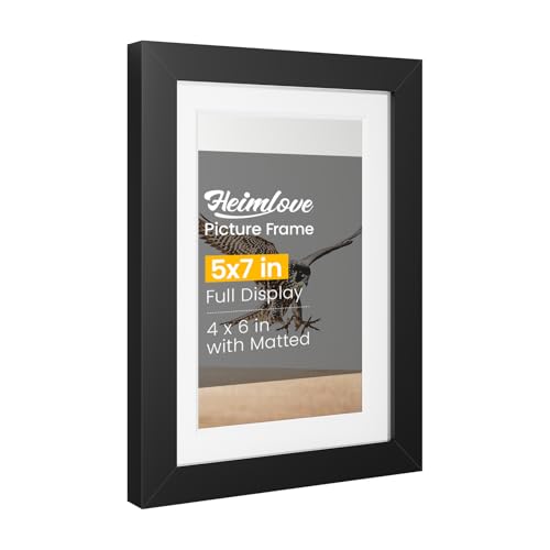 Heimlove 5x7 Black Picture Frame for Photos & Diplomas