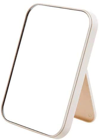 Coobbar Beige Foldable Makeup Mirror with Adjustable Stand