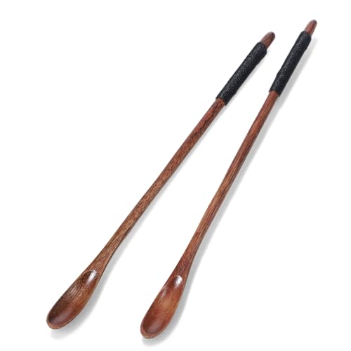 2-Pack Wooden Coffee Spoons - 7.7-Inch Long Handle for Stirring